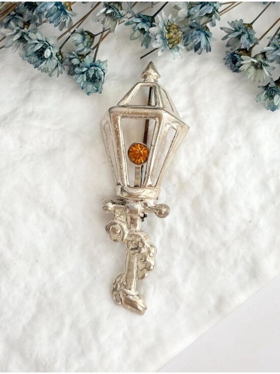 lang st Jewelry - Lang Sterling Circa 1950's Lamp Post Citrine Sterling Silver 925 Vintage Brooch